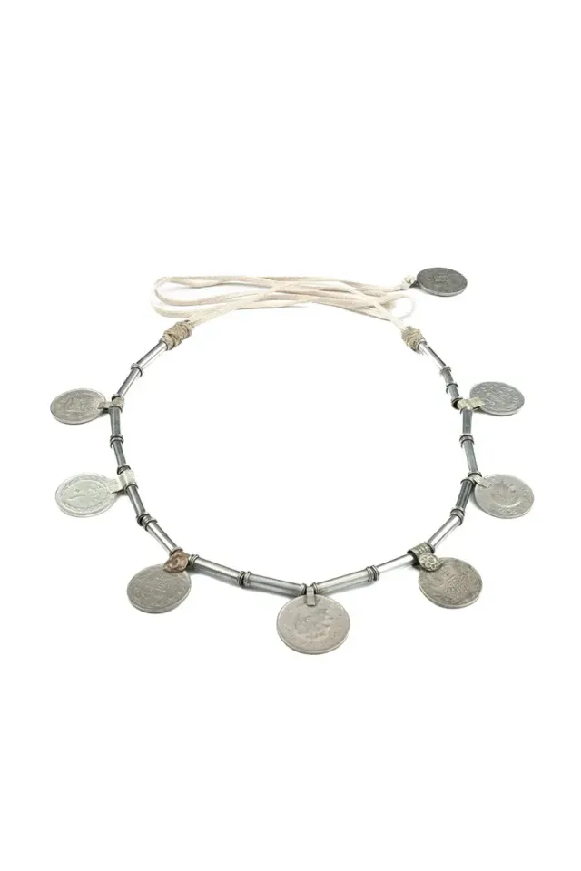 Amiek Ava Belt buikketting beige messing zilver