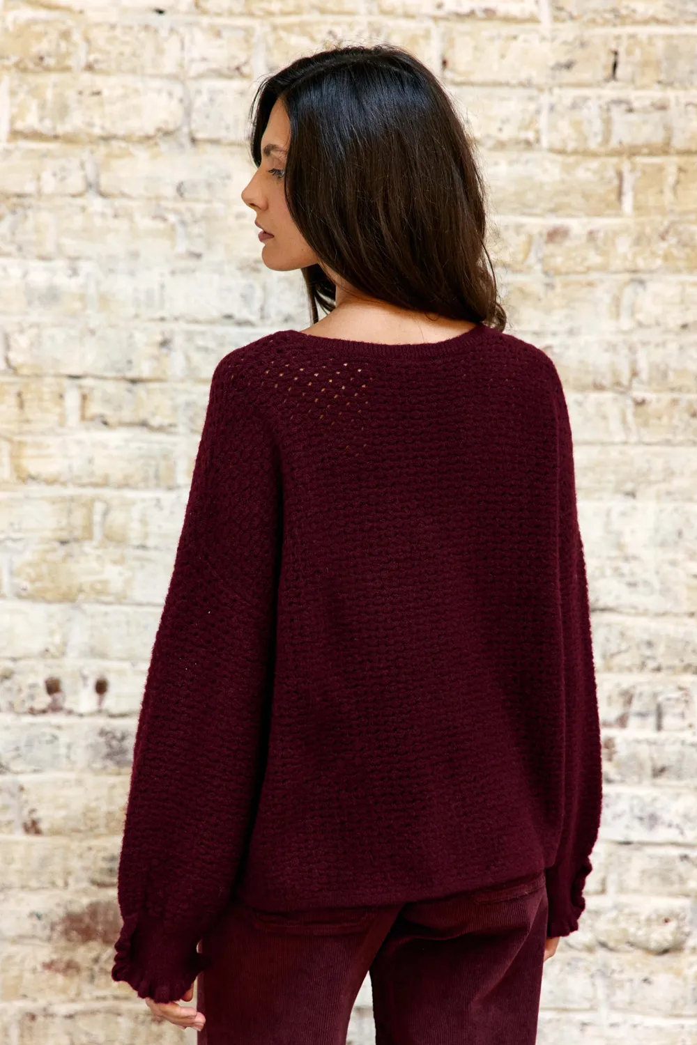 La Petite Etoile Mandine trui bordeaux ajour