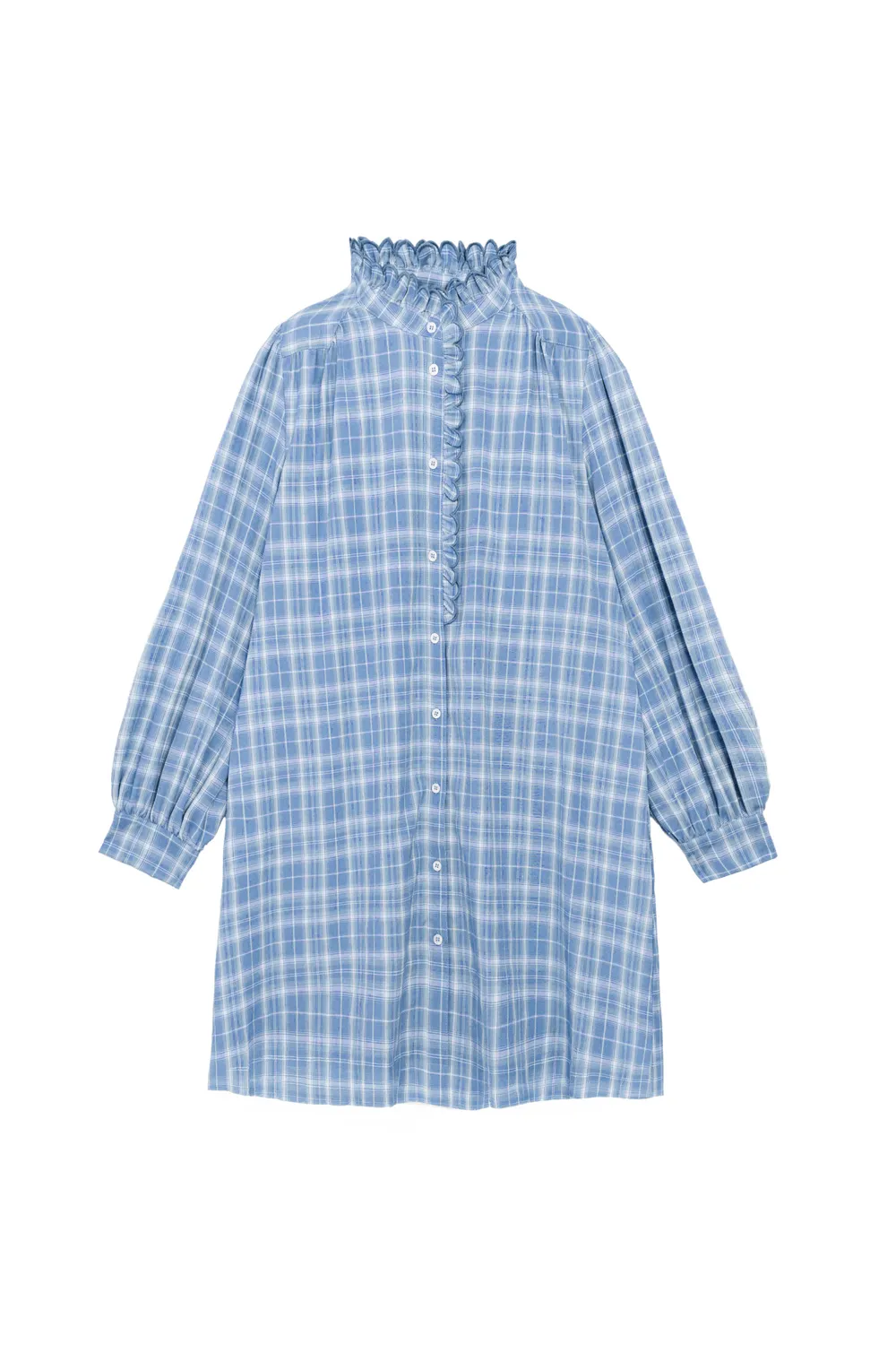 La Petite Etoile Raquel jurk blauw ruitjes