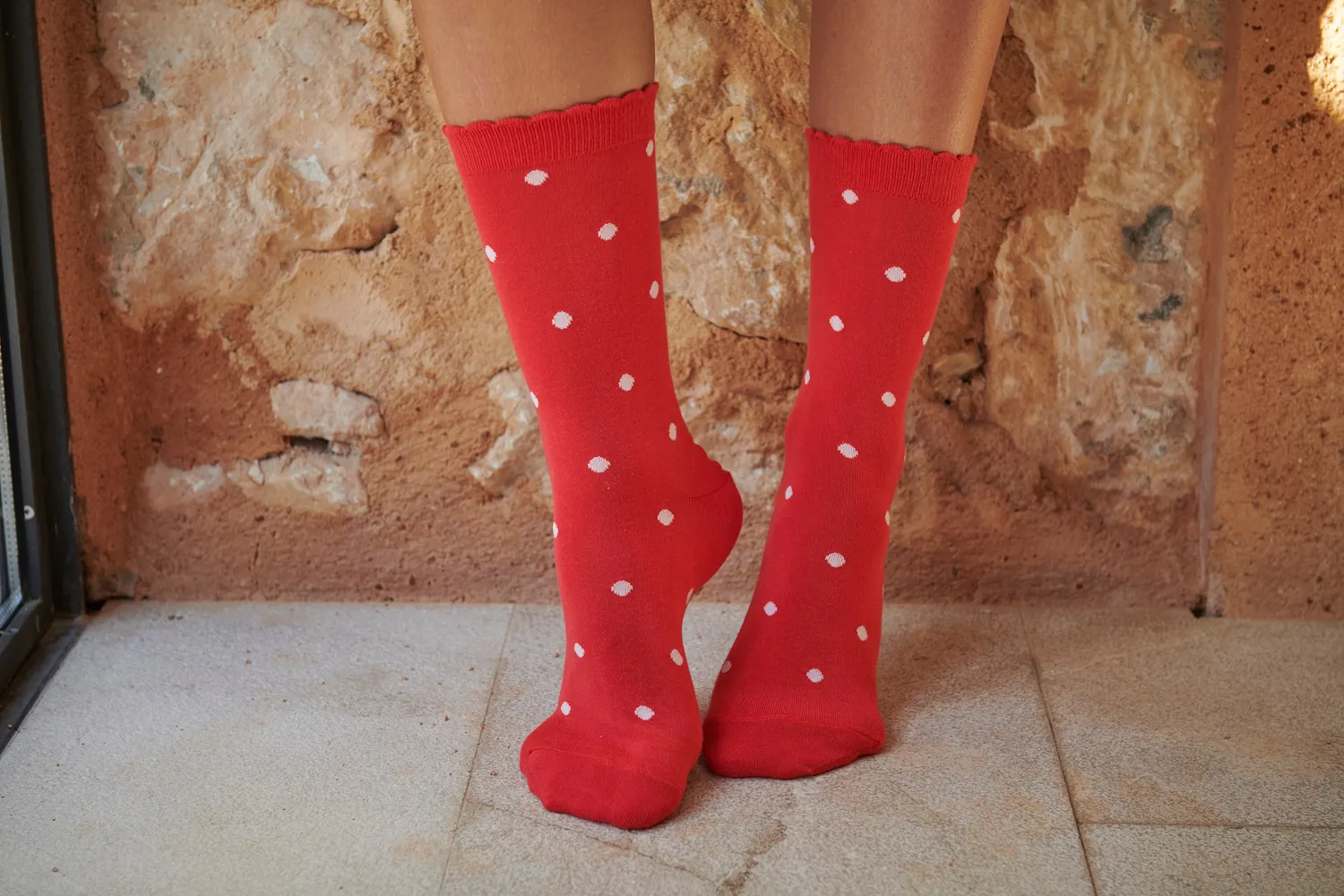 Amiek Etta Sokken rood glitter stippen 40-42
