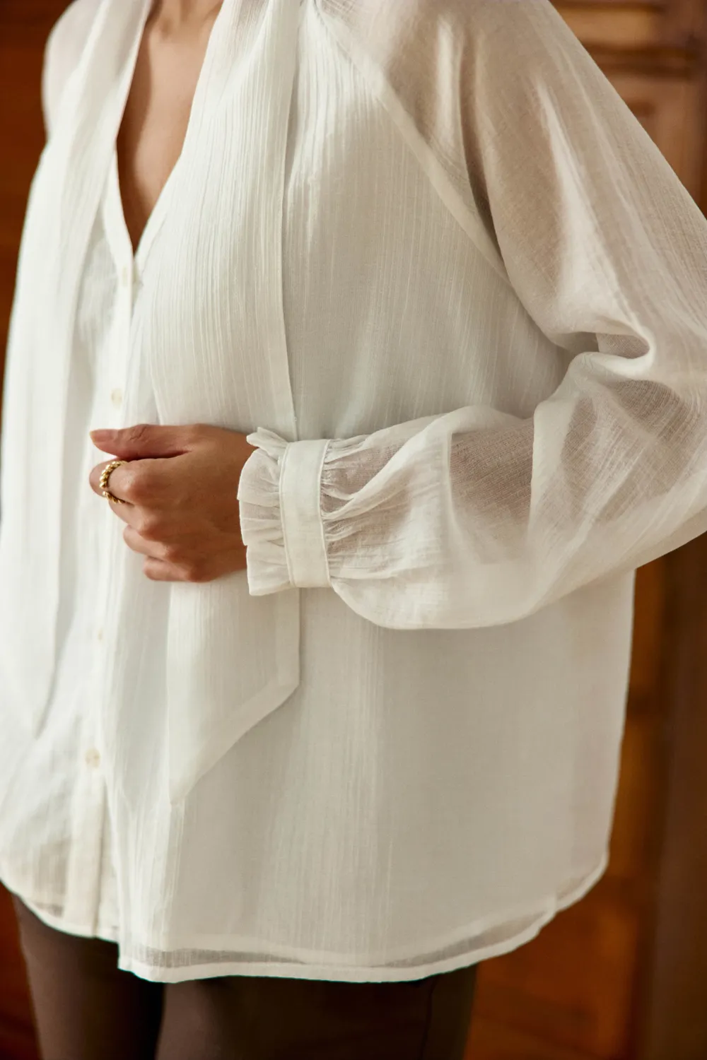 La Petite Etoile Bertino blouse ecru ruim transparant