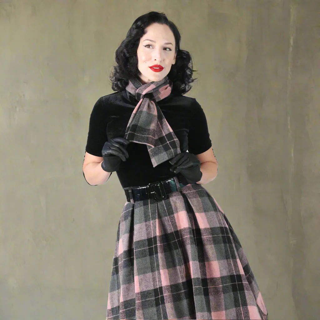 Tatyana Tabitha Retro Circle Skirt plooirok ruit XS polyester