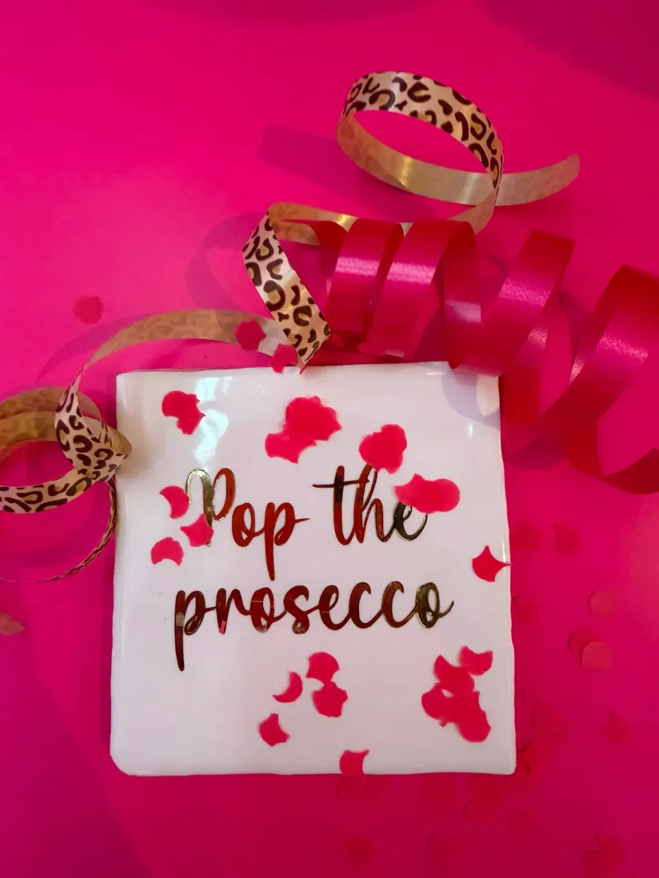 Amiek Pop The Prosecco tegeltje wit goud spreuk
