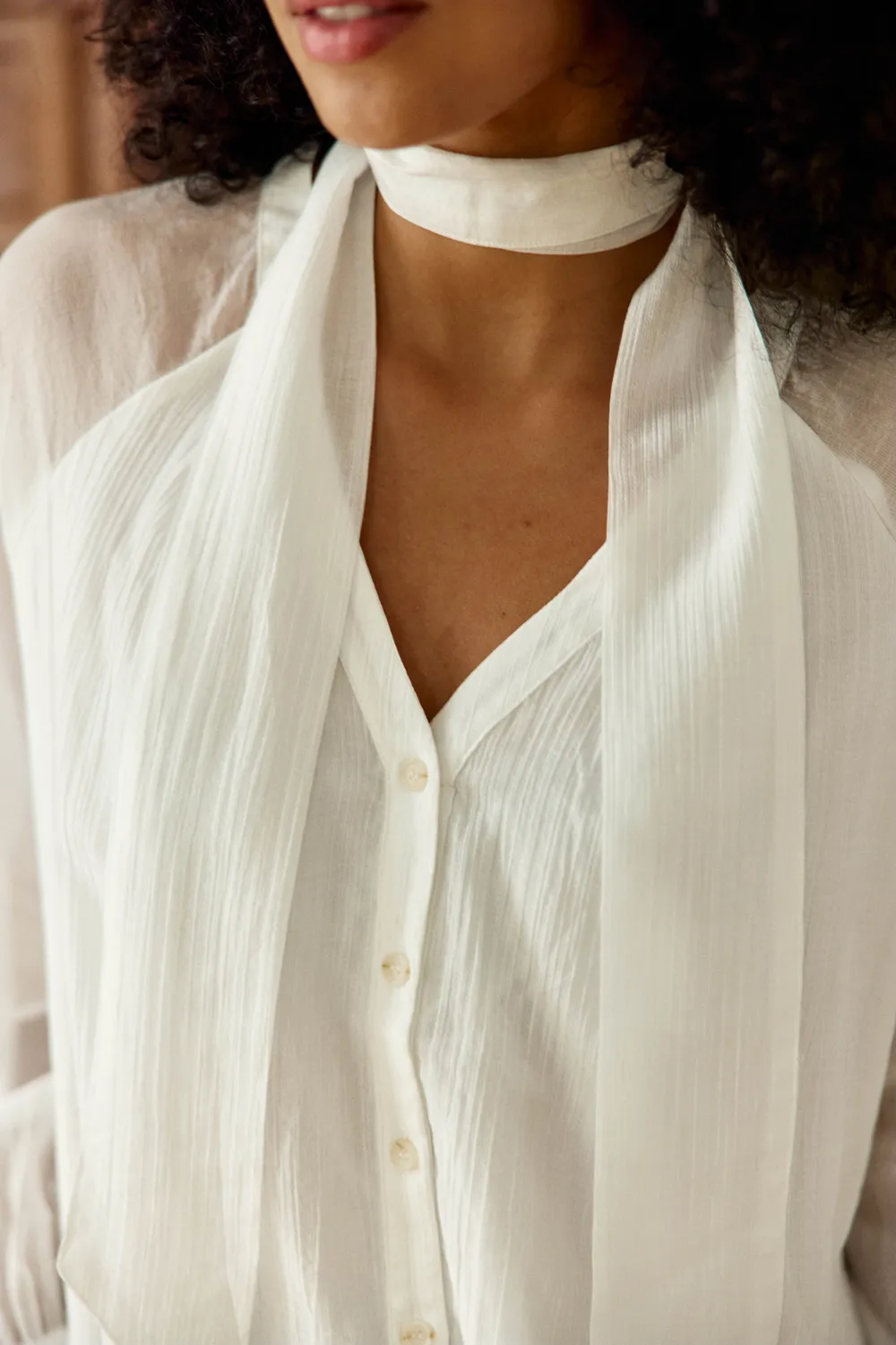 La Petite Etoile Bertino blouse ecru ruim transparant