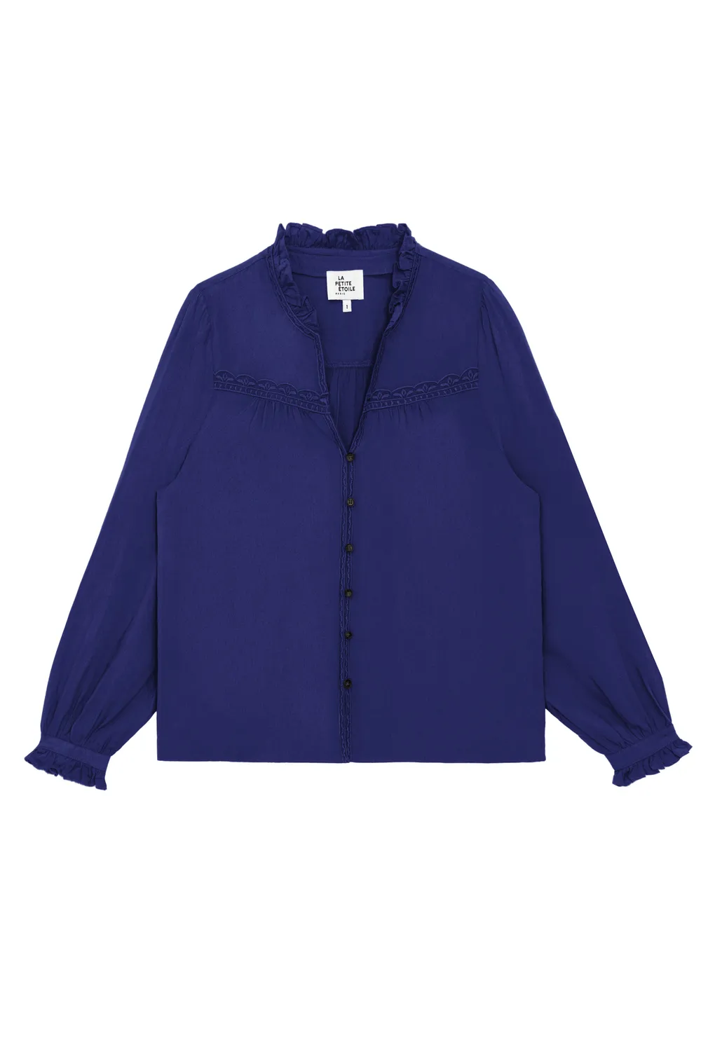 La Petite Etoile Bowen blouse marine borduursel recht