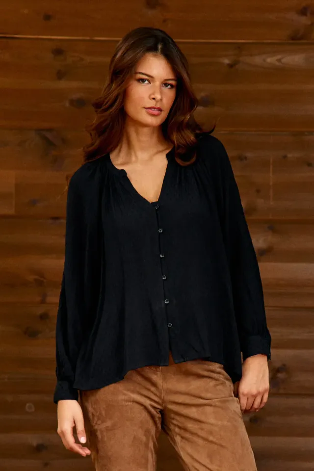 La Petite Etoile Bexley blouse zwart wijd dobby