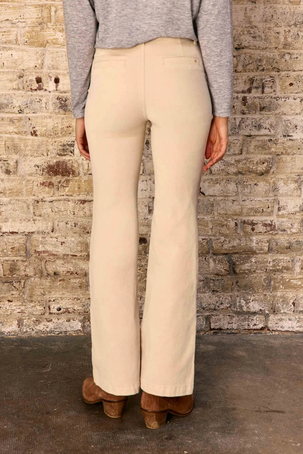 La Petite Etoile Sonny flare broek ecru fluweel