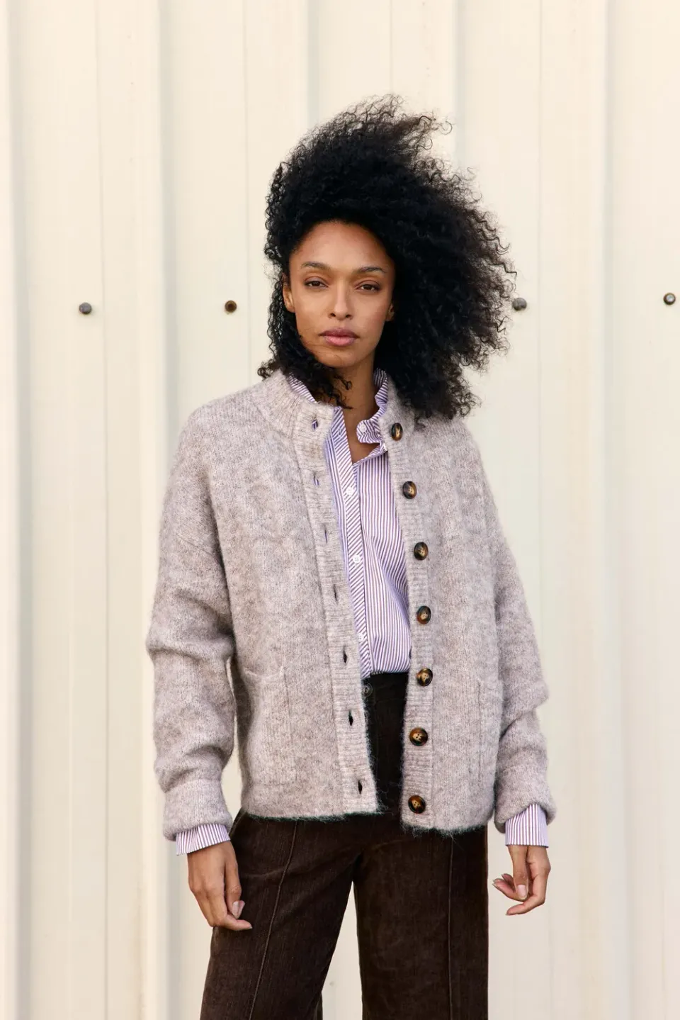 La Petite Etoile Marlin vest taupe gemêleerd ruim