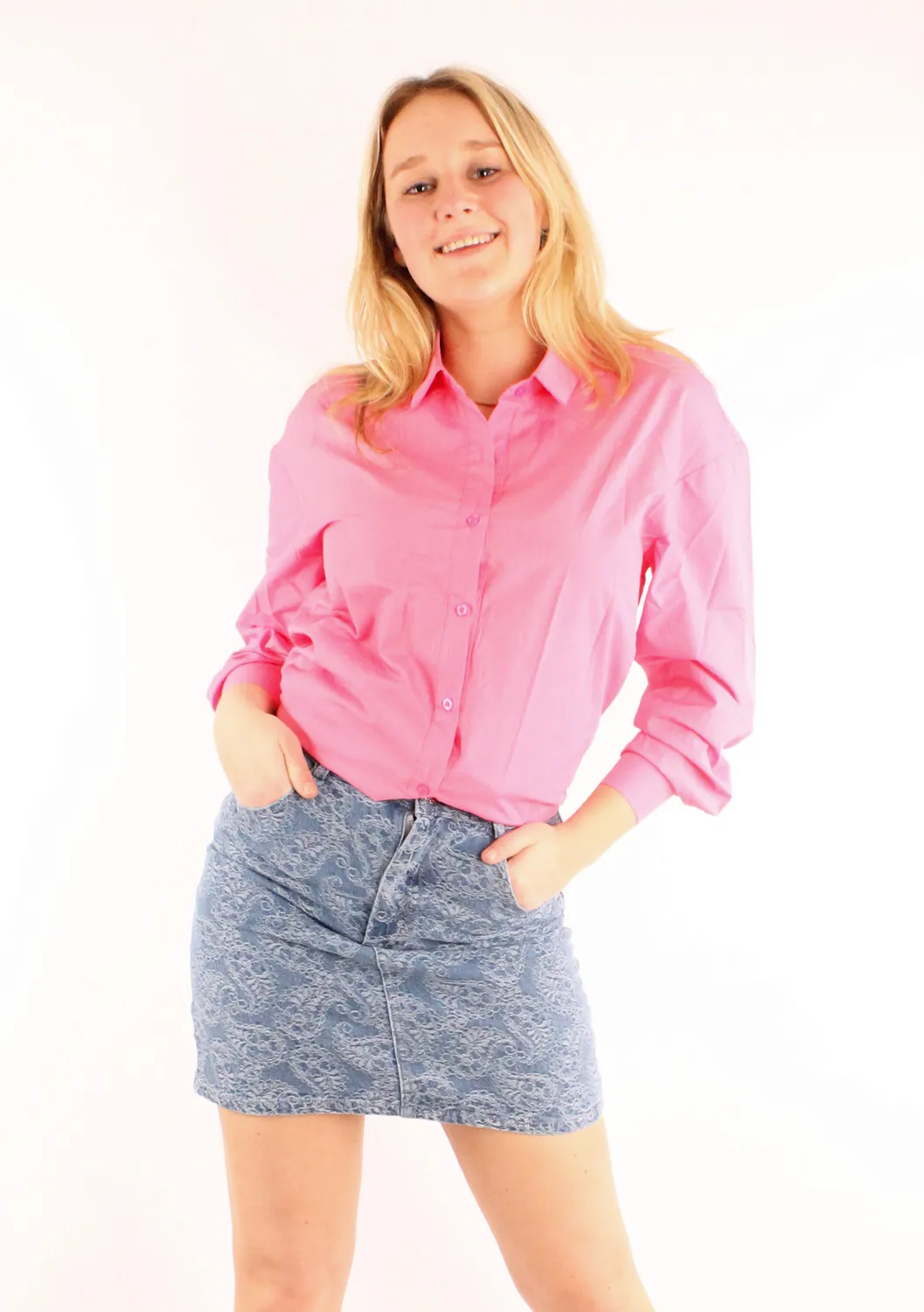 LOVEDRUNKY Paisley Spijkerrok Blauw Denim Dessin