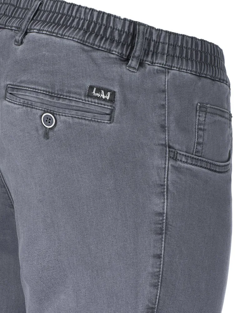 Seniorenkleding Niels heren jeans lichtgrijs elastiek katoen