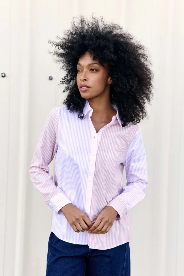 La Petite Etoile Clarin blouse patchwork roze-ecru