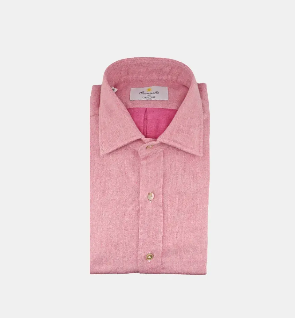 Officine Napoli FW419 A2250C overhemd roze katoen
