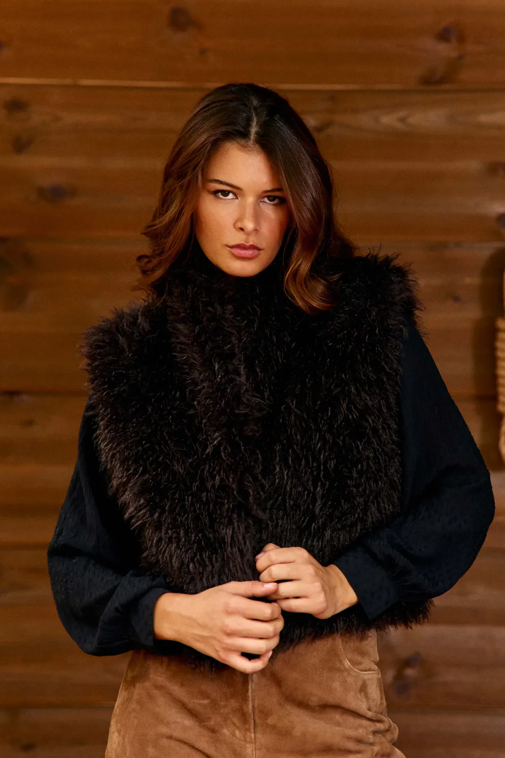 La Petite Etoile Veena omkeerbaar vest jacquard zwart