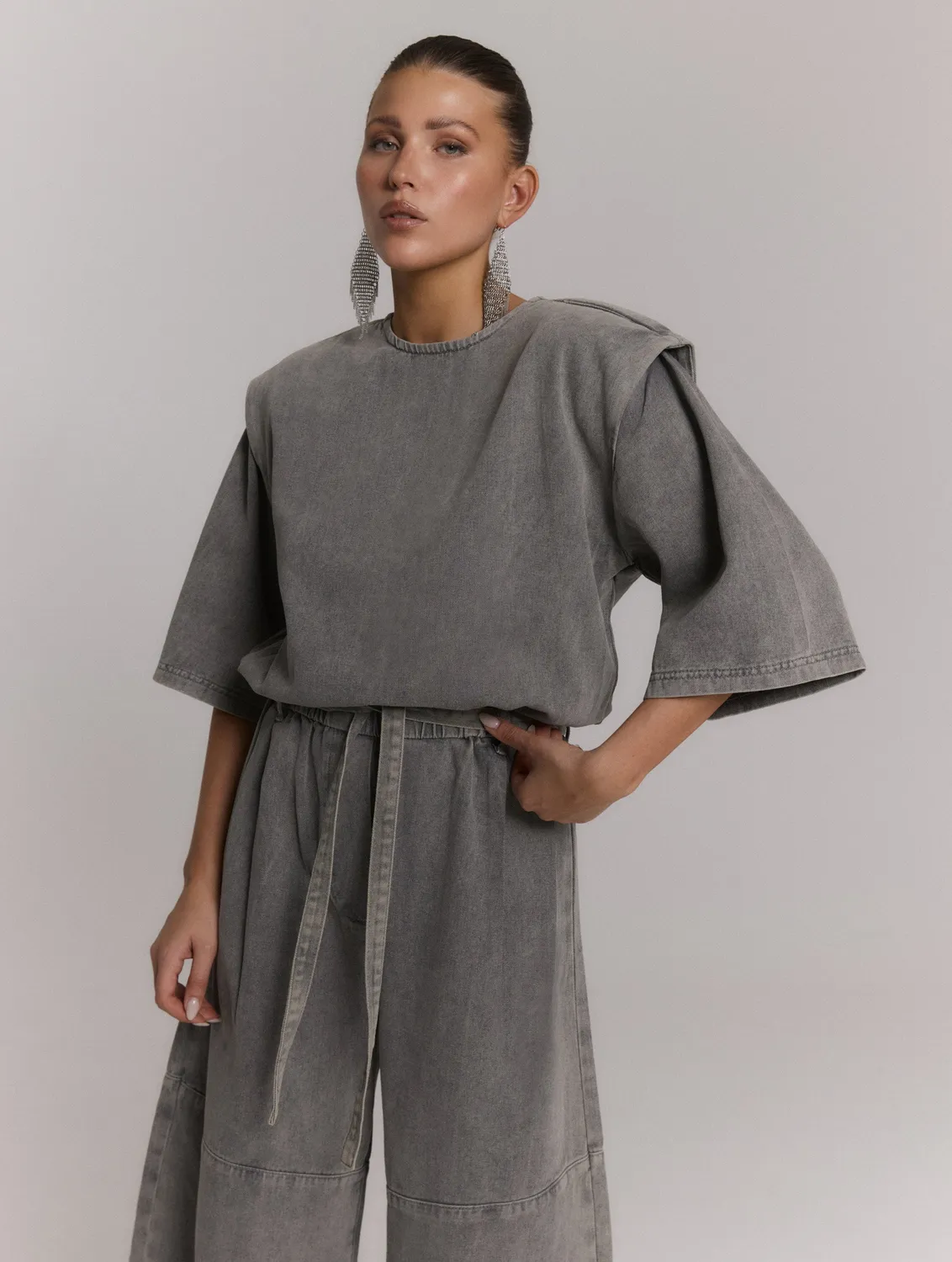 Amiek Mona jumpsuit mid grey grijs jumpsuit