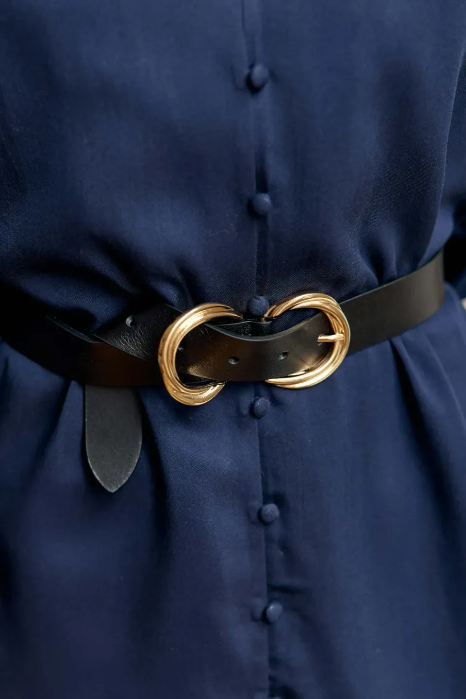 La Petite Etoile Alix leren riem zwart smalle gesp