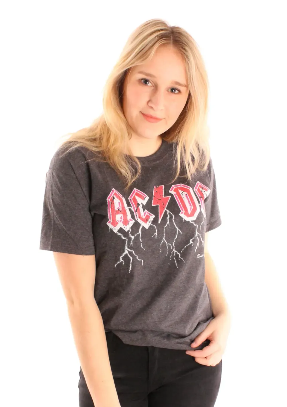 LOVEDRUNKY T-shirt ACDC bandshirt donkergrijs print