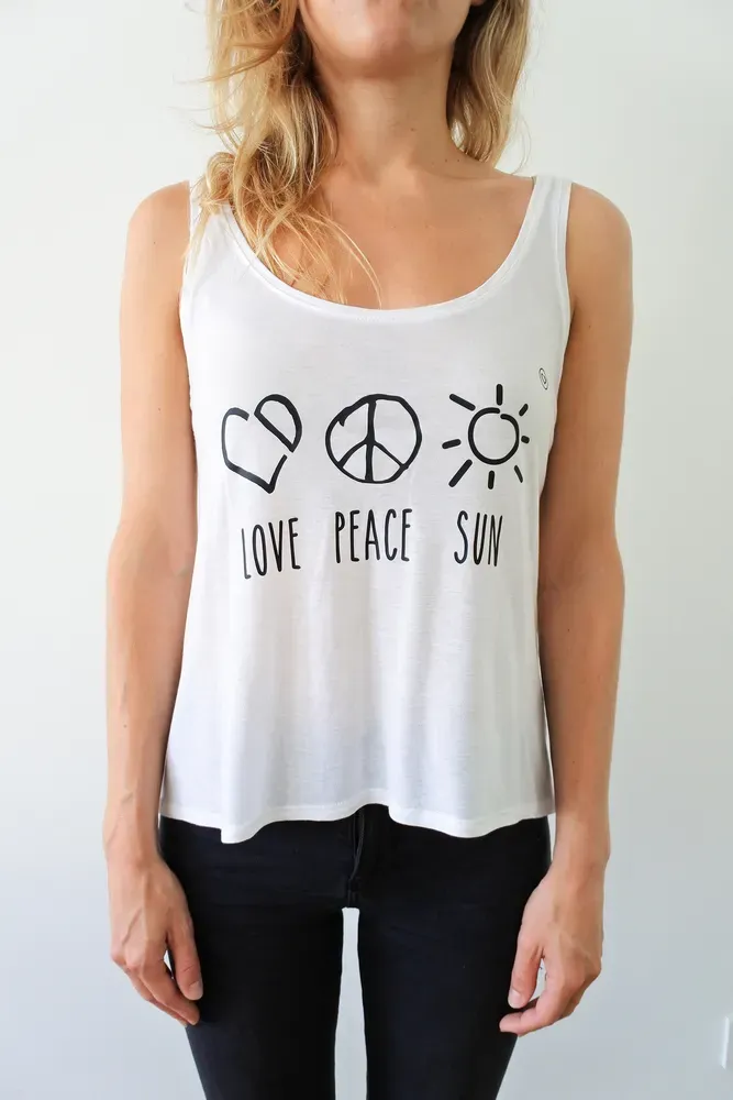 LOVEDRUNKY Love Peace Sun High/Low tanktop wit