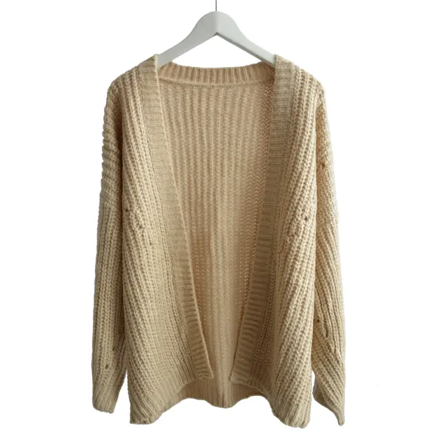 LOVEDRUNKY Knit Cardigan vest beige one size dik gebreid