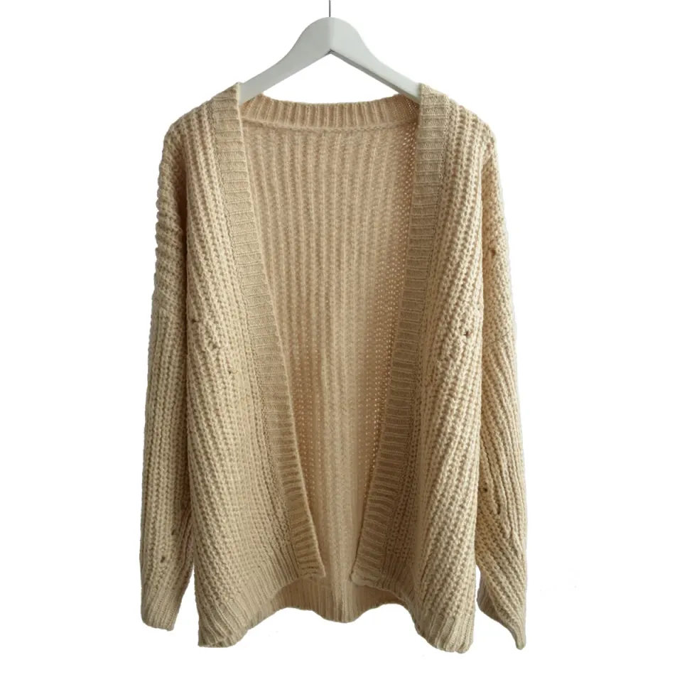 LOVEDRUNKY Knit Cardigan vest beige one size dik gebreid