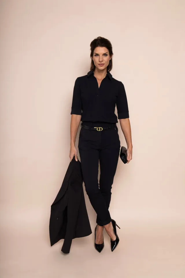 Laboutiek Ivanka Travel Blouse navy korte mouw