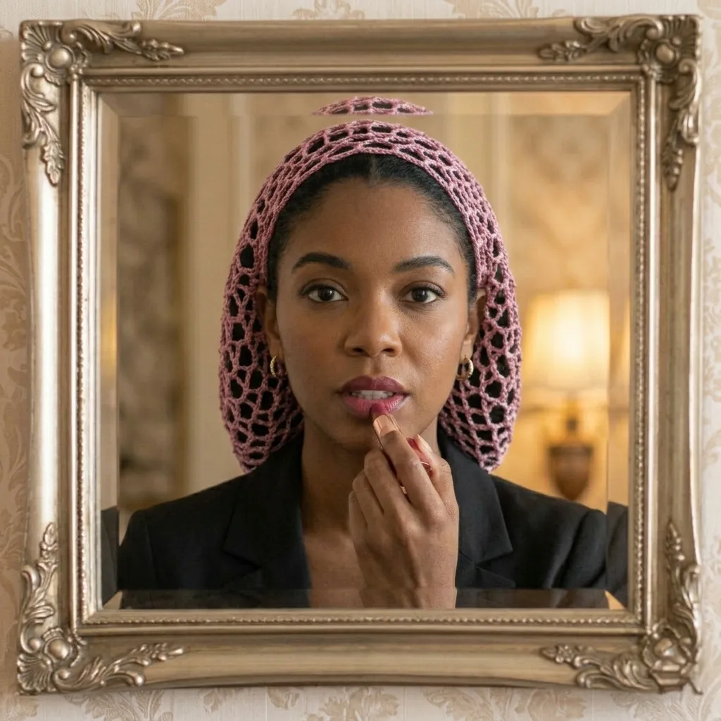 Tatyana Vintage haarnetje snood hot pink gebreid