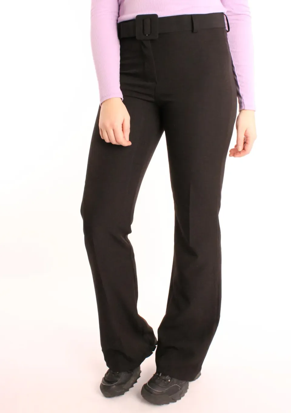 LOVEDRUNKY Flared Zwart pantalon high waist