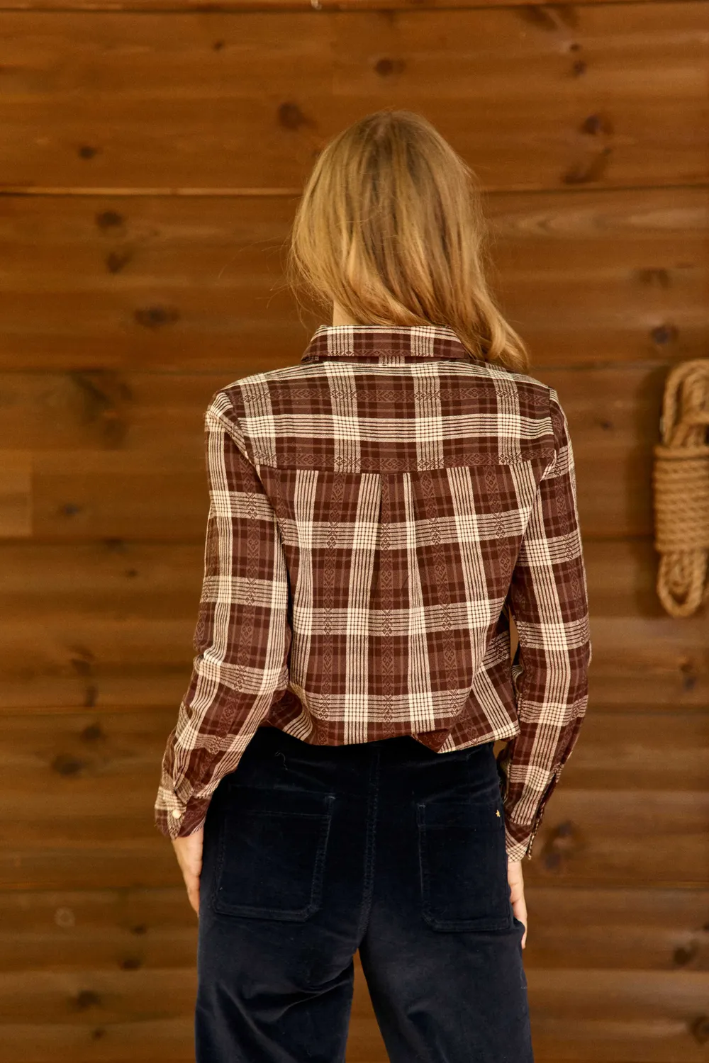 La Petite Etoile Clau blouse bruin ecru ruiten