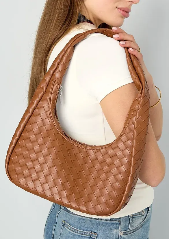 LOVEDRUNKY Gevlochten tas bruin 26 cm schoudertas
