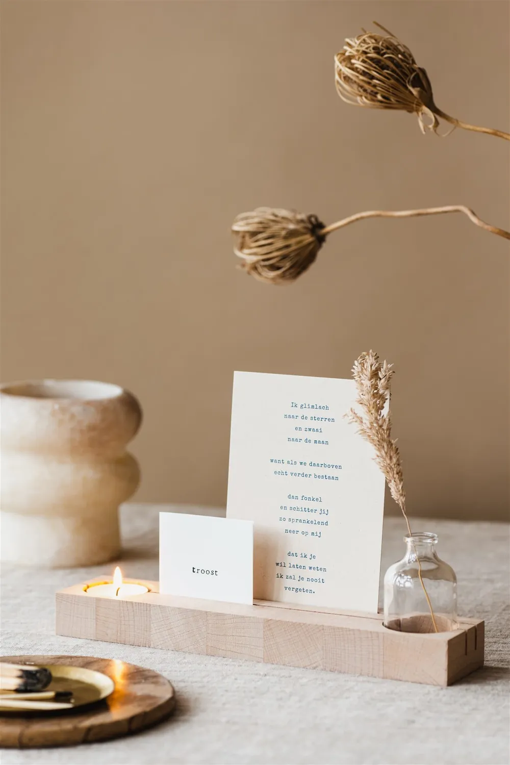Amiek Hold it + cherish fotohouder beukenhout vaasje