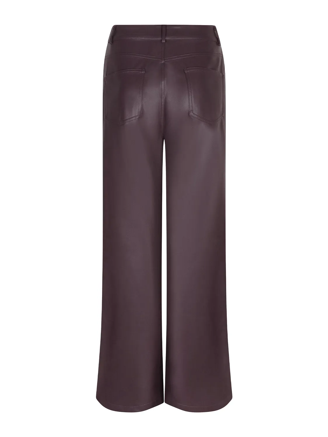 Amiek Teagan pants aubergine faux leather wide leg