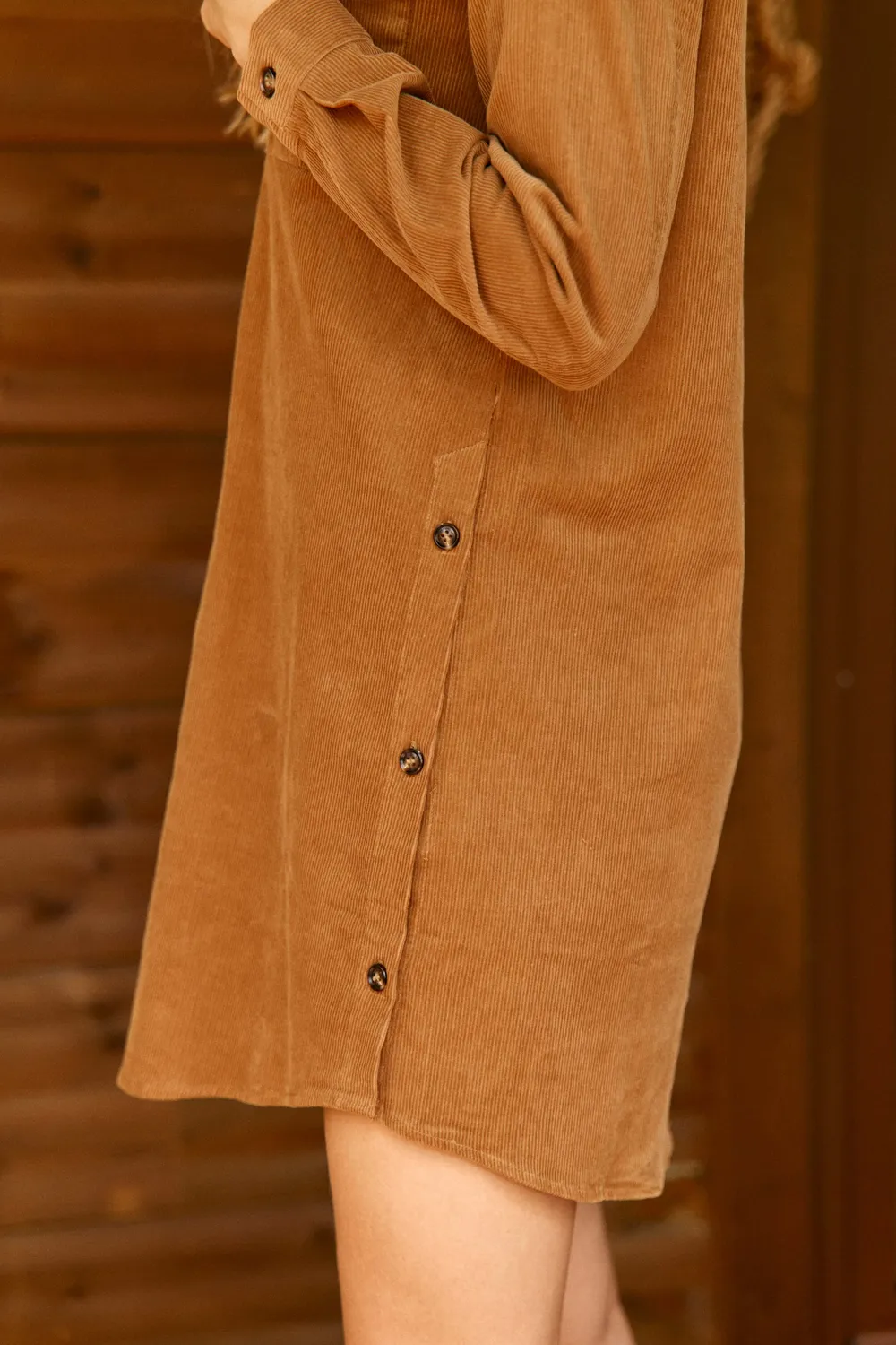 La Petite Etoile Riely jurk camel ribfluweel