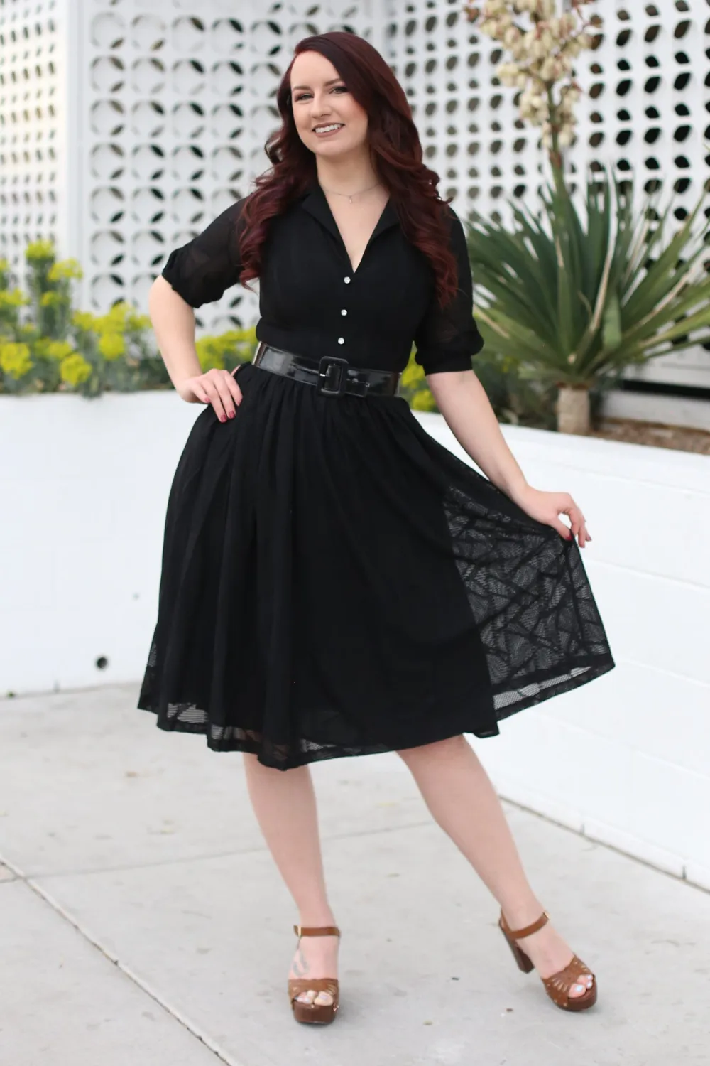 Tatyana Lily Vintage shirtjurk zwart kant
