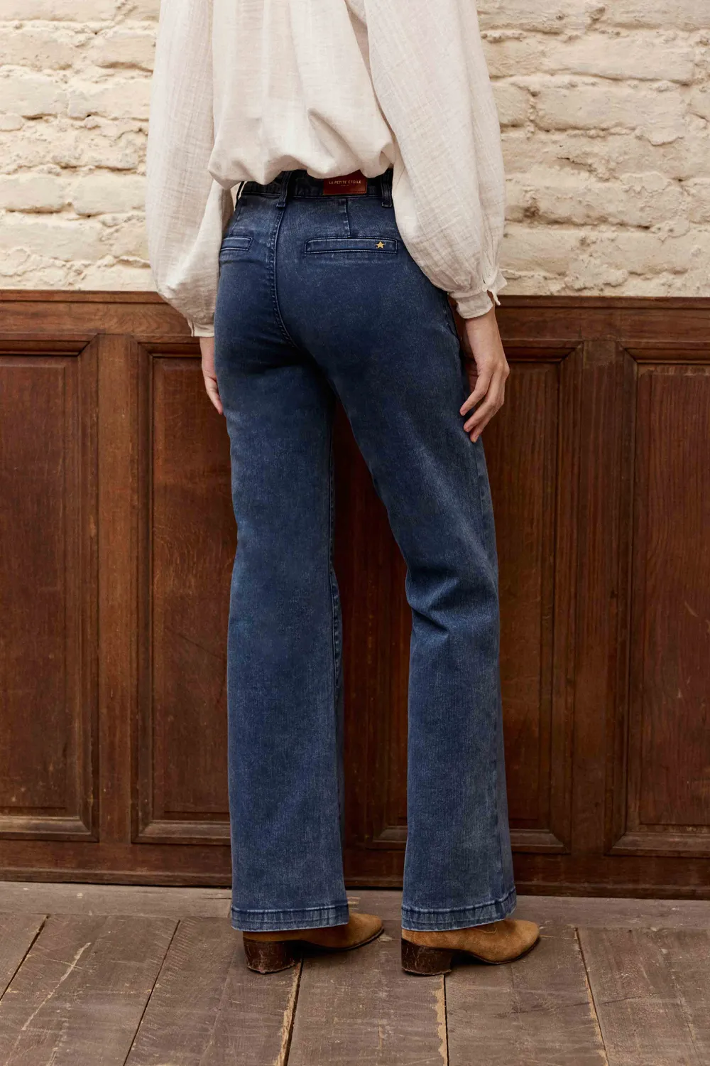 La Petite Etoile Sonny flare jeans marine hoge taille