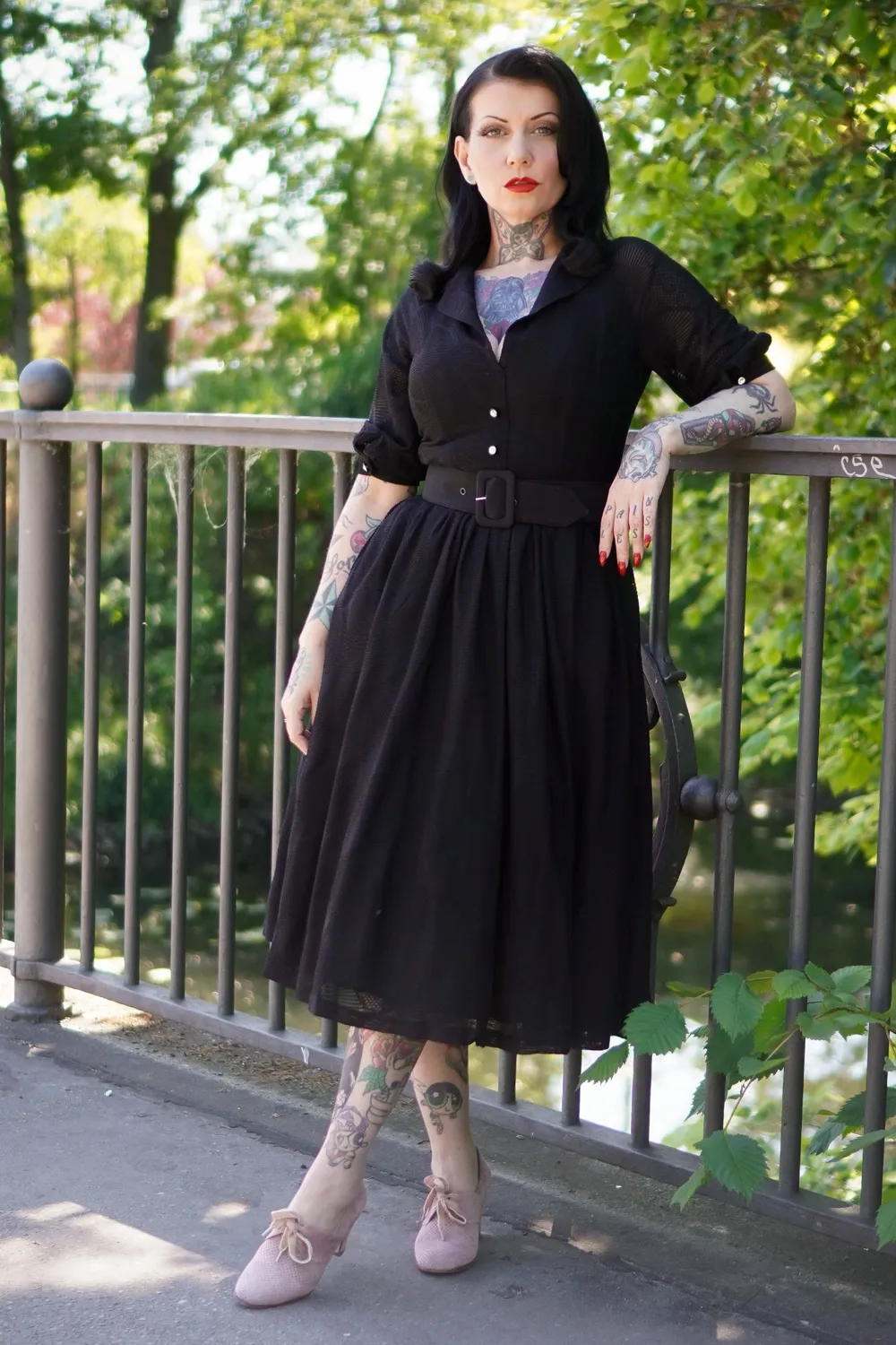 Tatyana Lily Vintage shirtjurk zwart kant