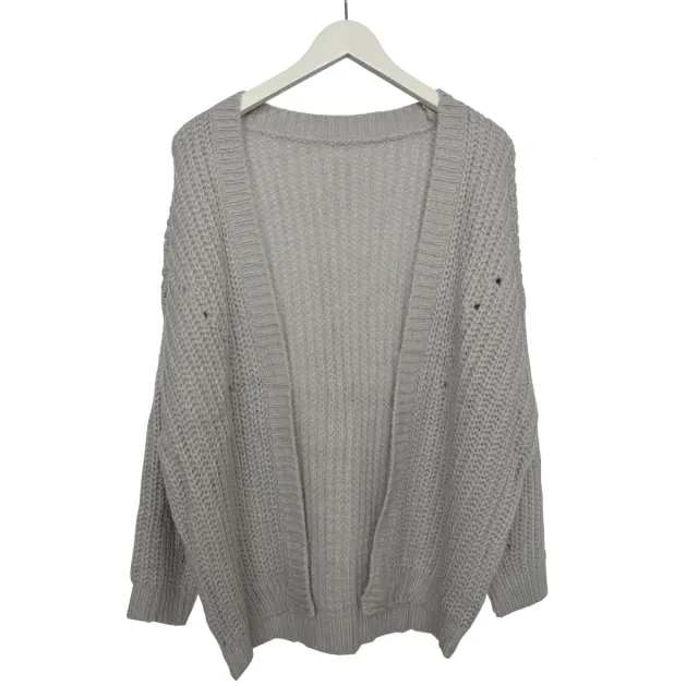 LOVEDRUNKY Knit Cardigan grijs kort gebreid vest 65cm