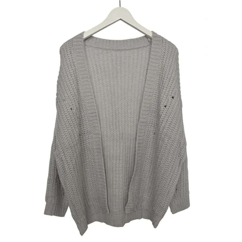 LOVEDRUNKY Knit Cardigan grijs kort gebreid vest 65cm