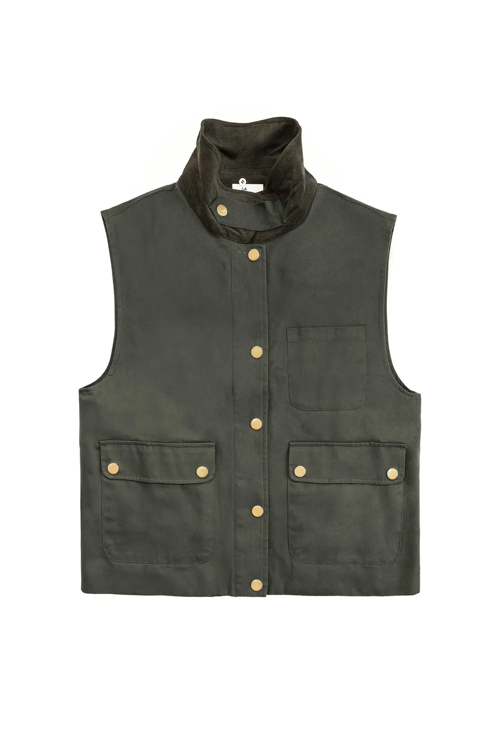 La Petite Etoile Vanck mouwloos vest kaki polokraag