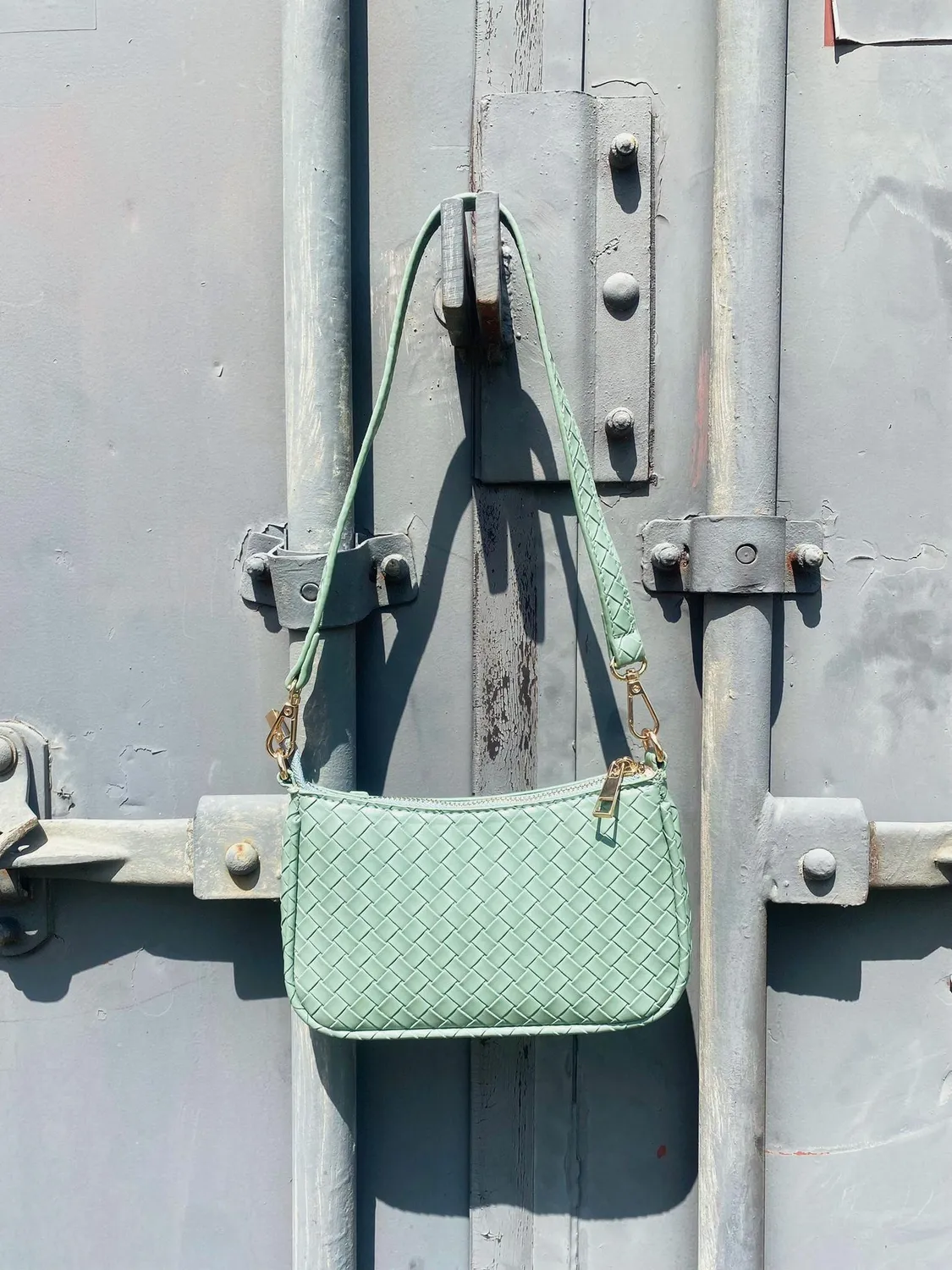 LOVEDRUNKY Braided crossbody tas Mintgroen klein
