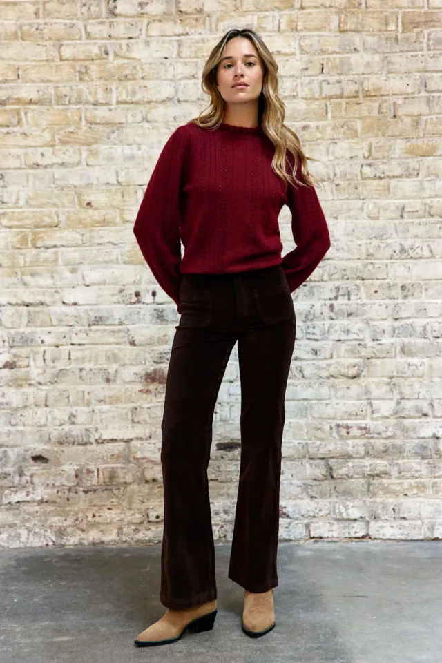 La Petite Etoile Sonny flared broek bruin velours