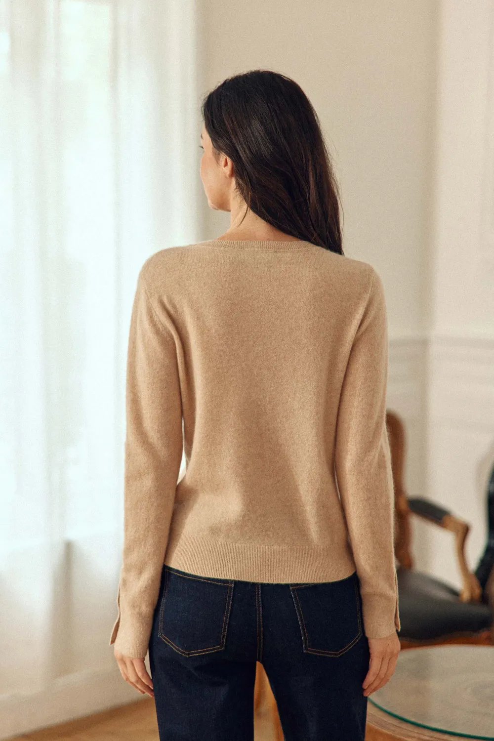 La Petite Etoile Melina kasjmieren trui beige ronde hals