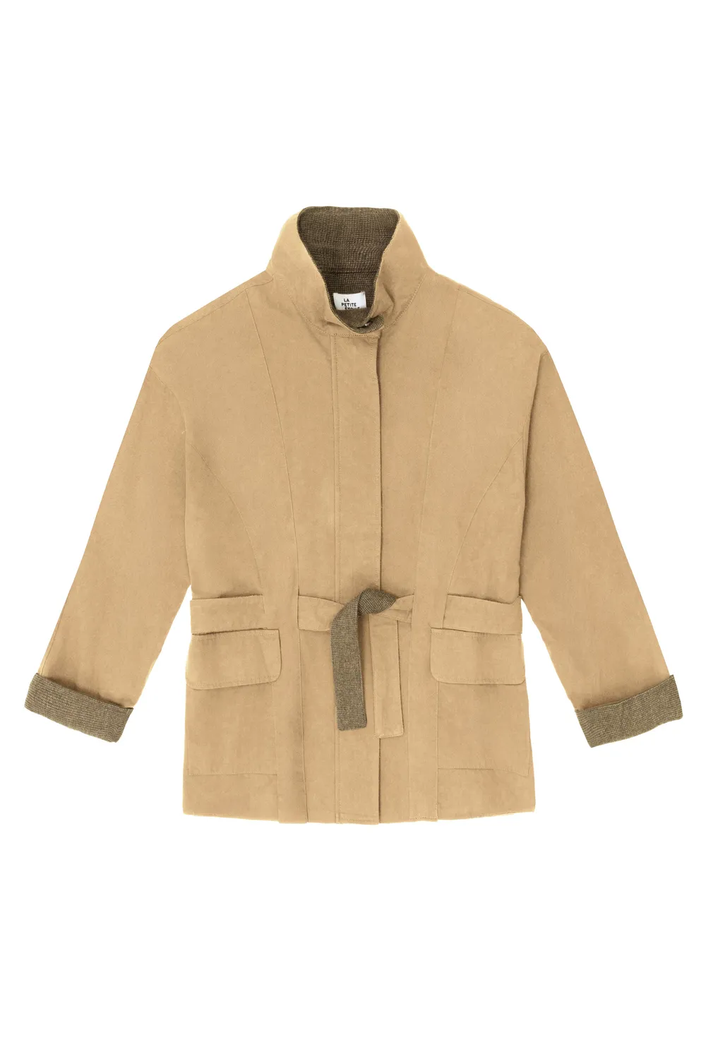 La Petite Etoile Nao parka camel geruit afneembare riem