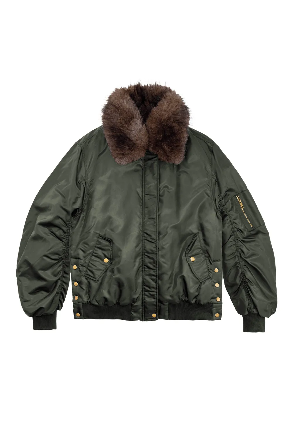 La Petite Etoile Naria bomber kaki oversize bontkraag