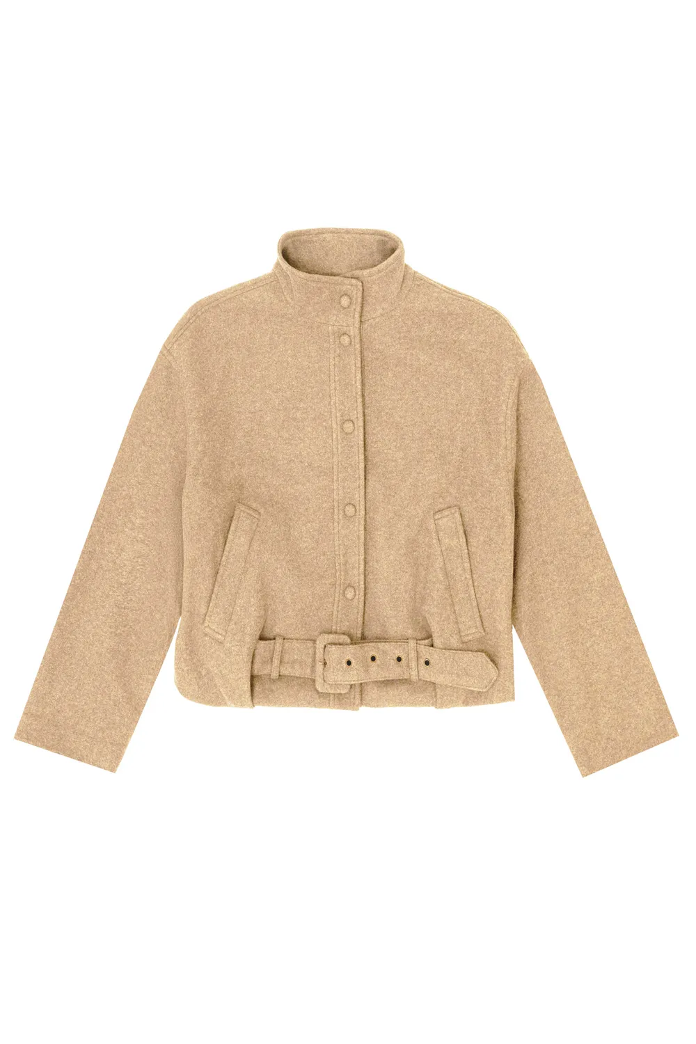 La Petite Etoile Naela ballonmantel beige met ruitkraag