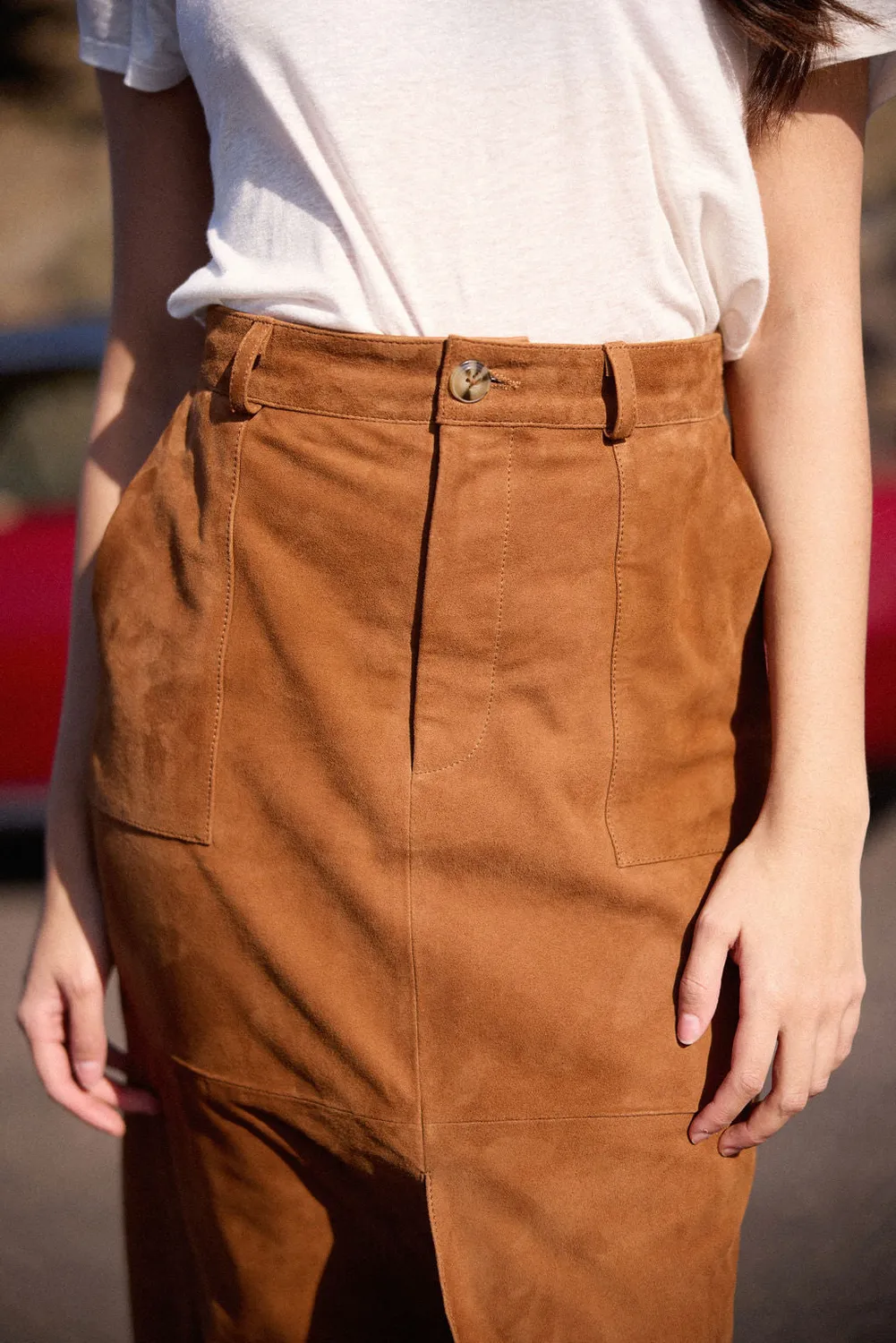 La Petite Etoile Felicia rok midi suede sand