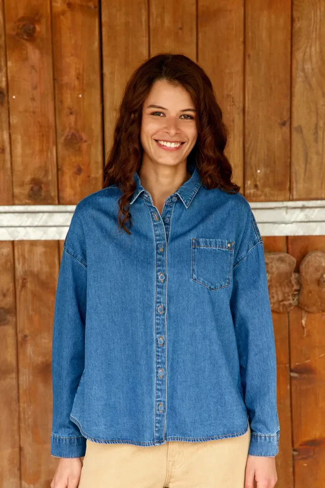 La Petite Etoile Chanico denim blouse blauw recht