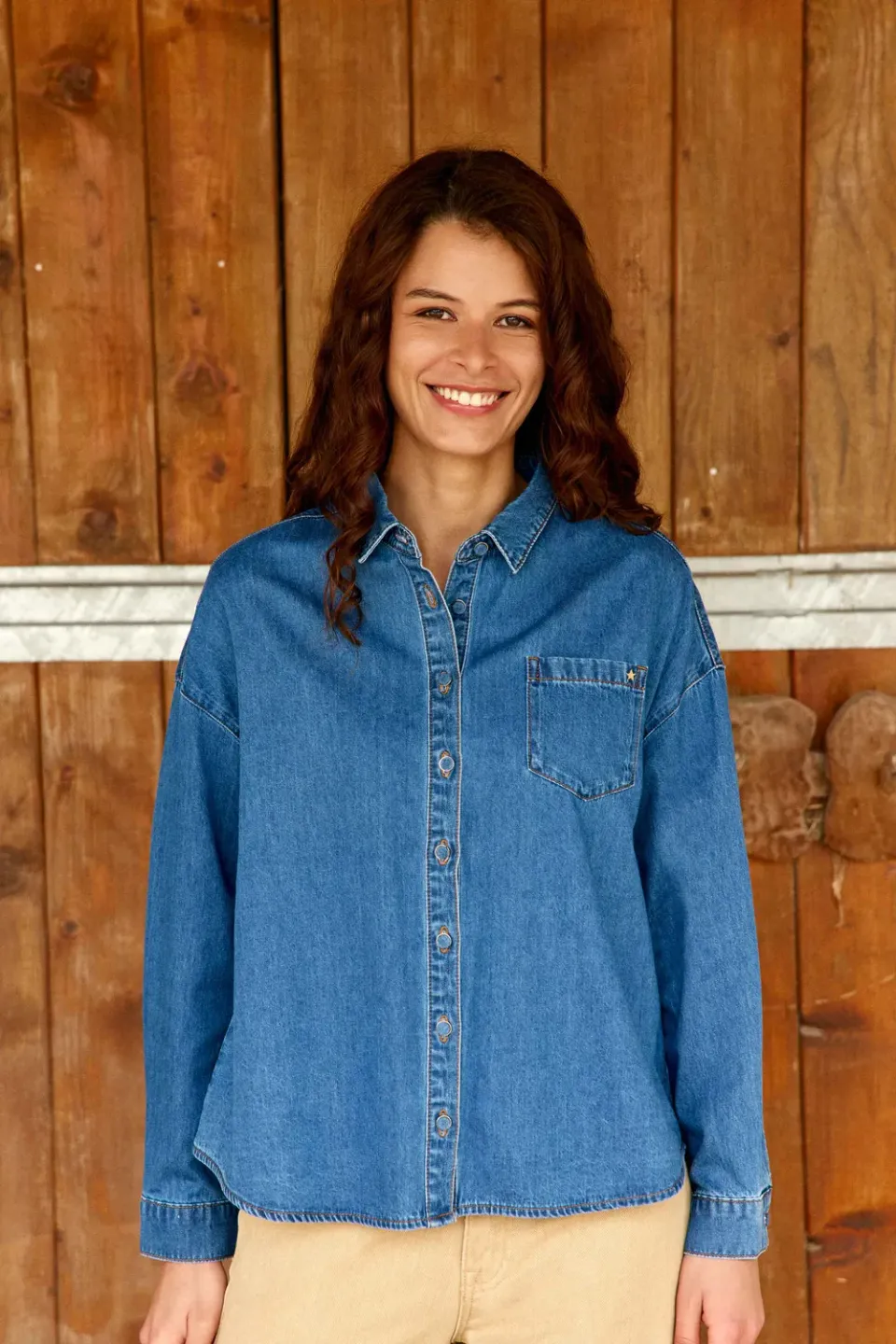 La Petite Etoile Chanico denim blouse blauw recht