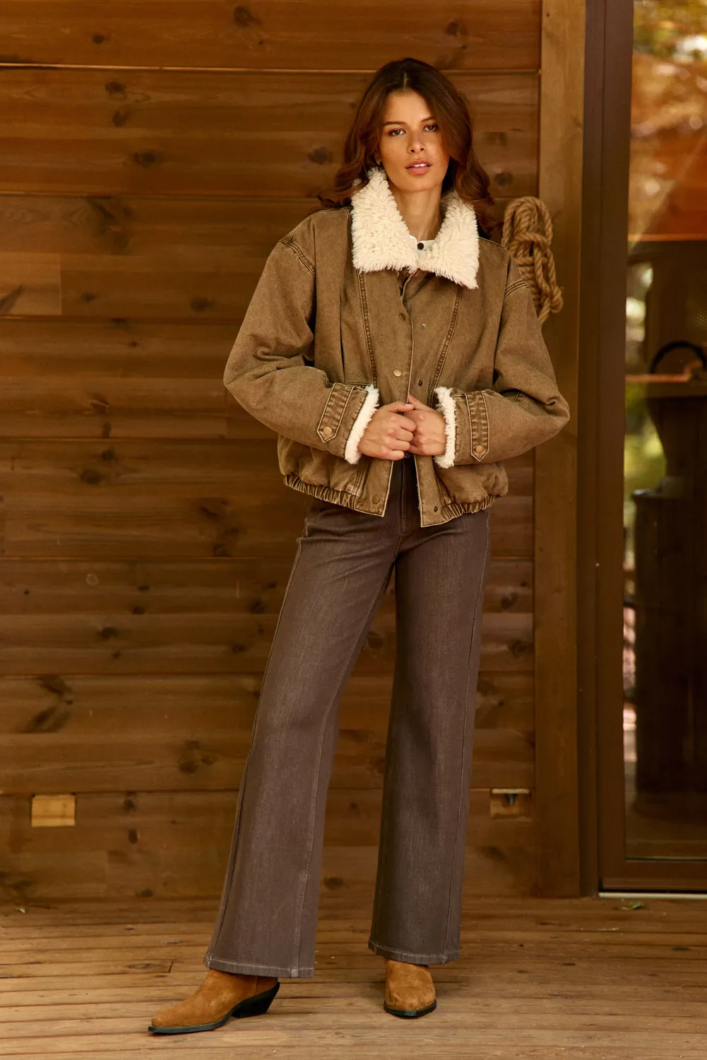 La Petite Etoile Nelan mantel bruin oversized bont