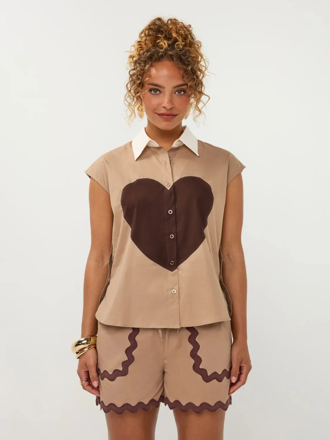 Ydence Jenna short sand katoen 37 cm