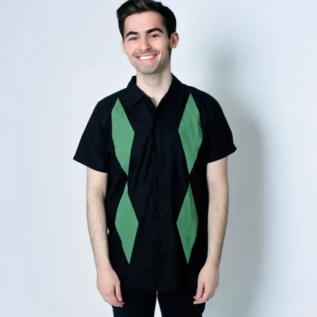 Tatyana Tad's Diamond bowling overhemd groen retro