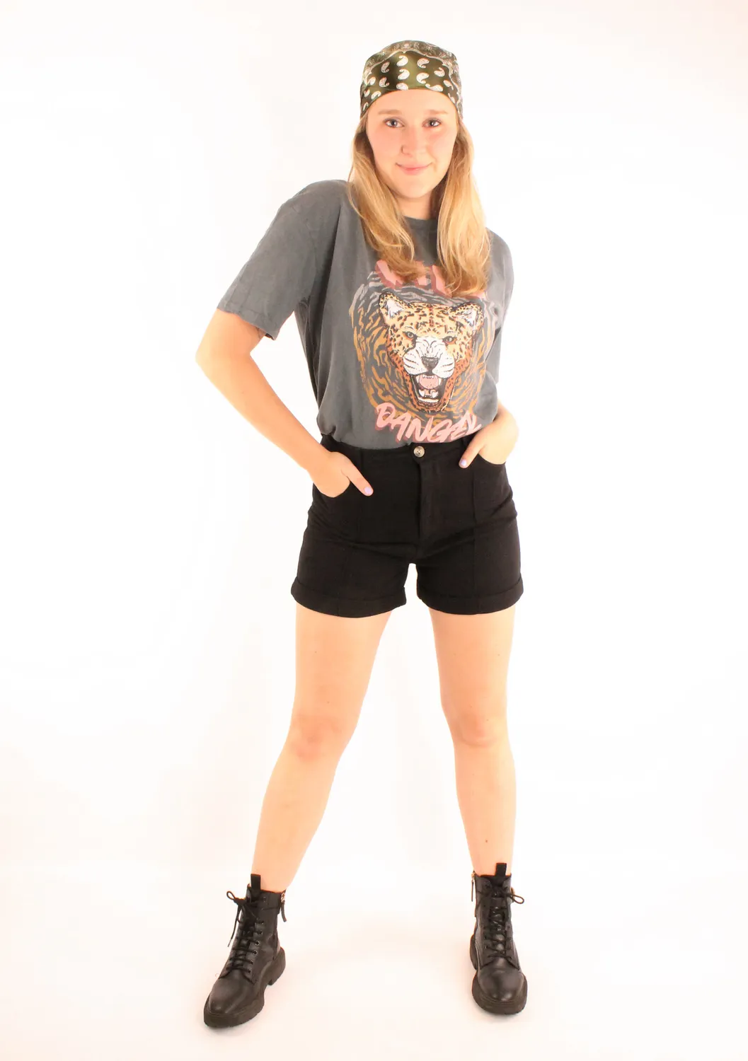 LOVEDRUNKY Wild Danger T-shirt grijs verwassen